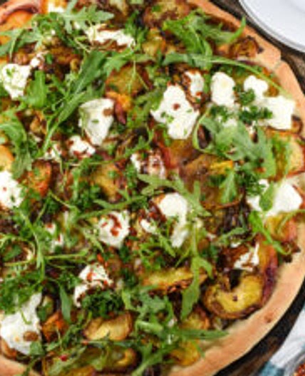 Summer Grilled Peach and Goat Cheese Pizza