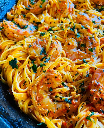 Red Pepper Shrimp Linguine Alfredo