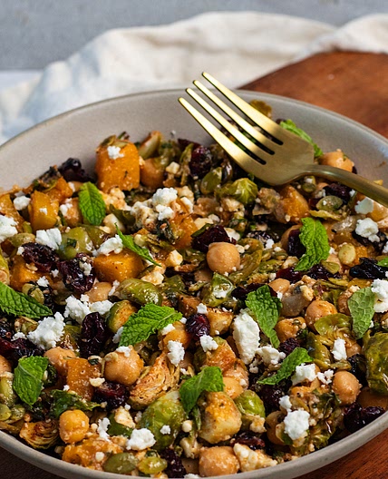Warm Butternut Squash Brussel Sprout Salad