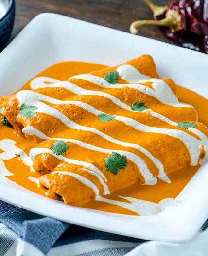 Peanut Enchiladas with Braised Greens