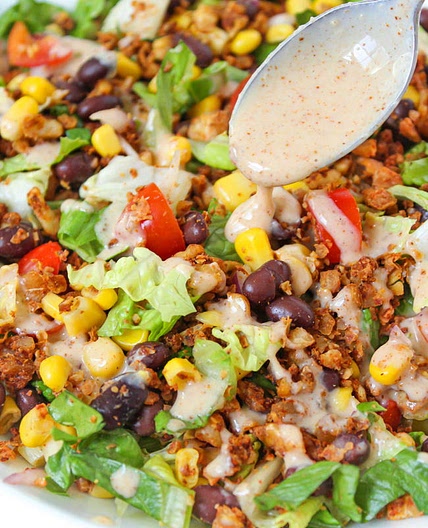 Vegan Taco Salad with Creamy Southwestern Dressing