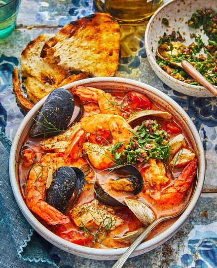 Cioppino with Parsley and Olive Gremolata