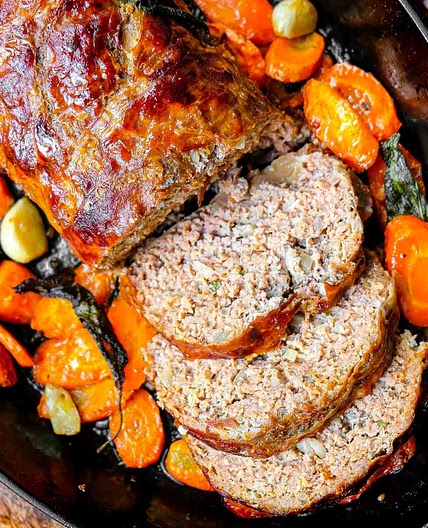 Prosciutto Wrapped Parmesan Meatloaf with Crispy Sage