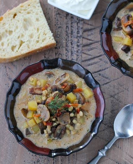 Mushroom and Barley Soup Using Fresh, Frozen and Dry Mushrooms