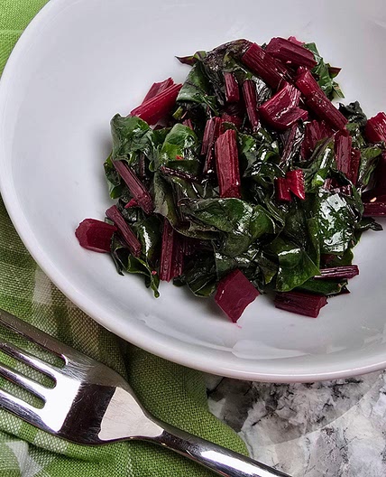 Sauteed Beet Greens with Garlic and Balsamic