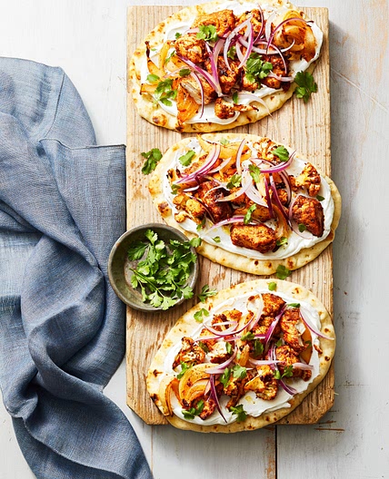 Tandoori-Spiced Cauliflower Chicken Flatbreads