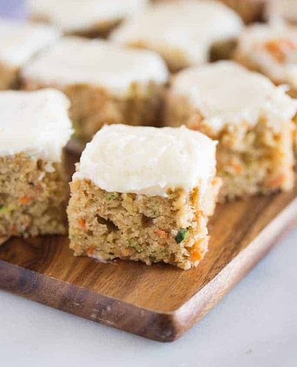 Carrot and Zucchini Bars with Lemon Cream Cheese Frosting