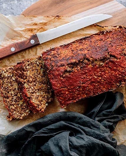 Hearty Vegan Lentil Mushroom Loaf