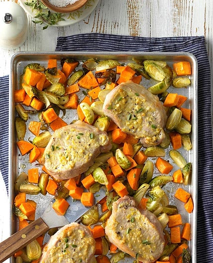 Lemon-Dijon Pork Sheet-Pan Supper