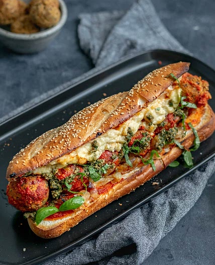 Vegan Chickpea Meatball Subs with Homemade Mozzarella