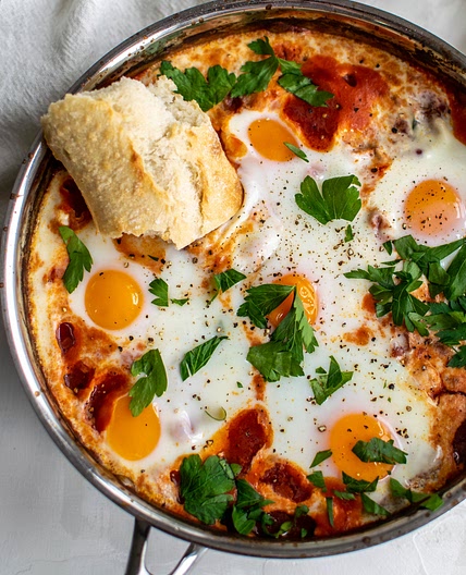 Smoky Baked Eggs with Ricotta and Beans