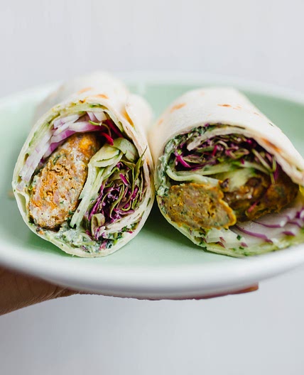 Spiced Lamb Wraps with Ramp Raita