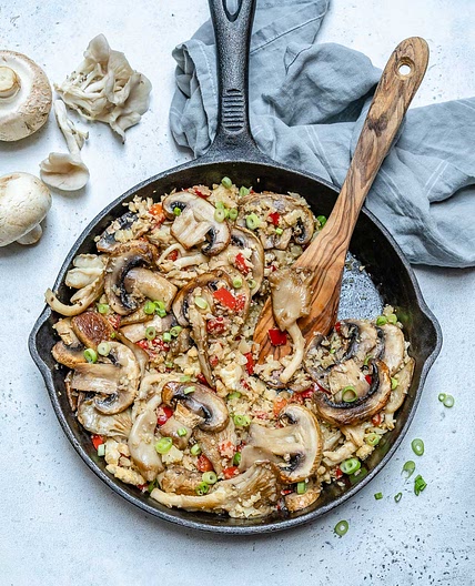 Mushroom Cauliflower Fried ‘Rice’ CleanFoodCrush