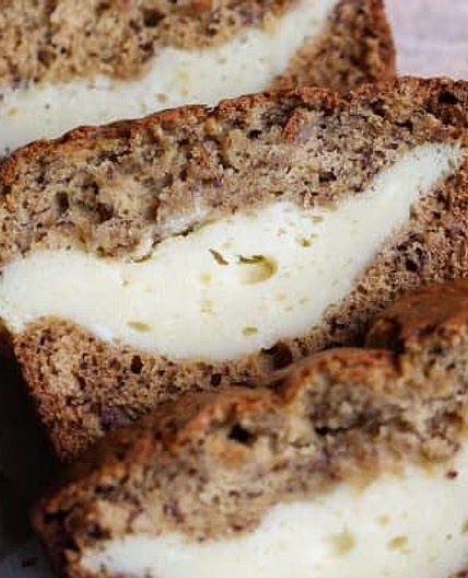 Cheesecake Stuffed Banana Bread