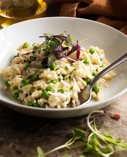 Crab Risotto with Mascarpone and Peas