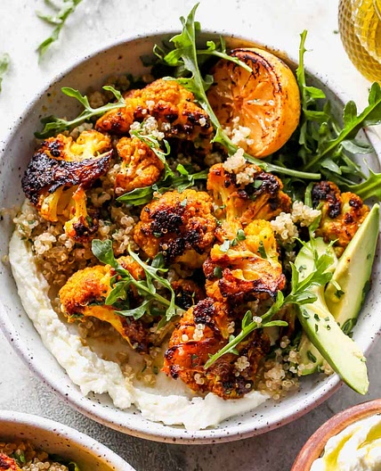Turmeric-Roasted Cauliflower Bowls with Whipped Feta