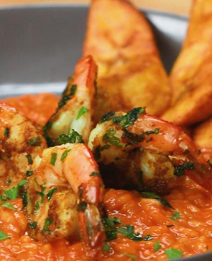 Jollof Risotto With Suya-Spiced Shrimp Recipe by Tasty