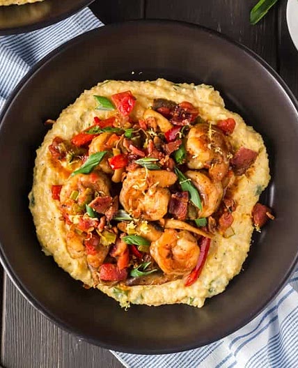 New Orleans BBQ Shrimp and Cheesy Grits