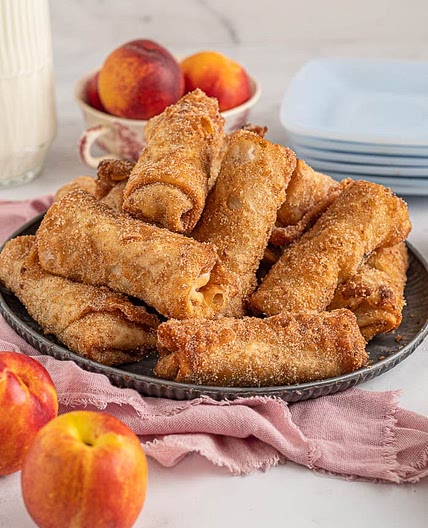 Peach Cobbler Egg Rolls