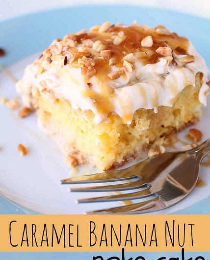 Caramel Banana Nut Poke Cake Recipe