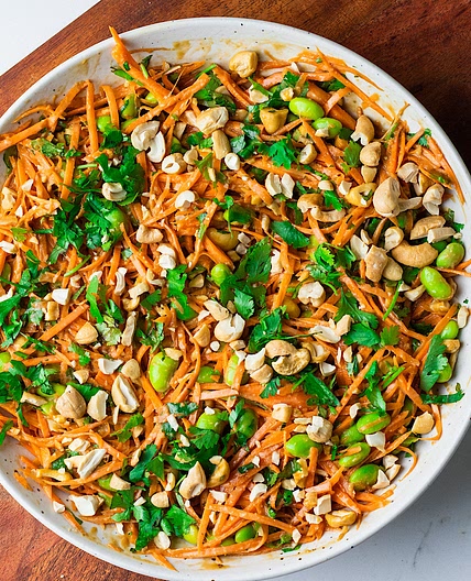 Carrot Edamame Salad with Creamy Sesame Dressing