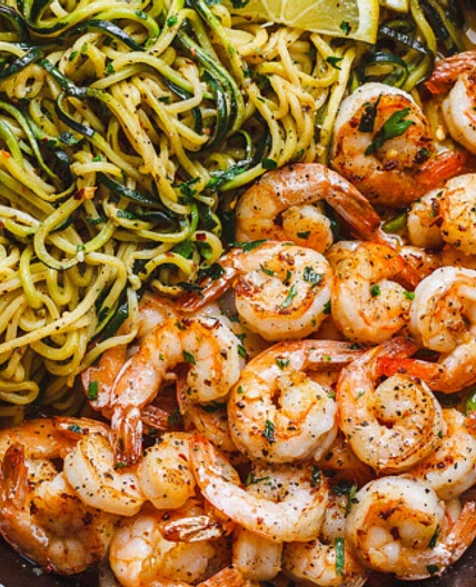Lemon Garlic Butter Shrimp with Zucchini Noodles (10-Minute )