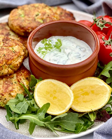 Salmon Patties with Cheese and Broccoli