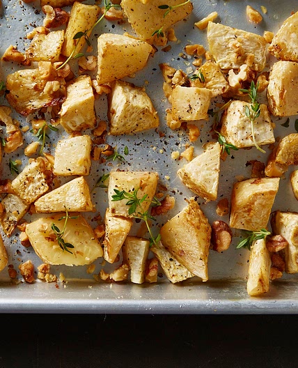 Roasted Celery Root with Walnuts and Thyme
