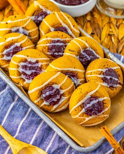 Gingerbread Thumbprint Cookies with Cranberry Sauce