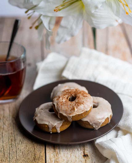 Easy Maple Glazed Pumpkin Vegan Donuts