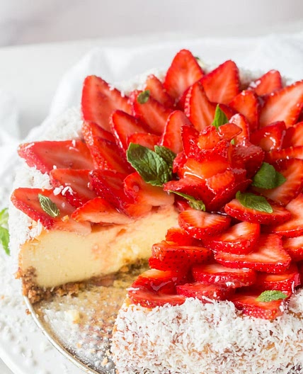 Strawberry Coconut Cheesecake