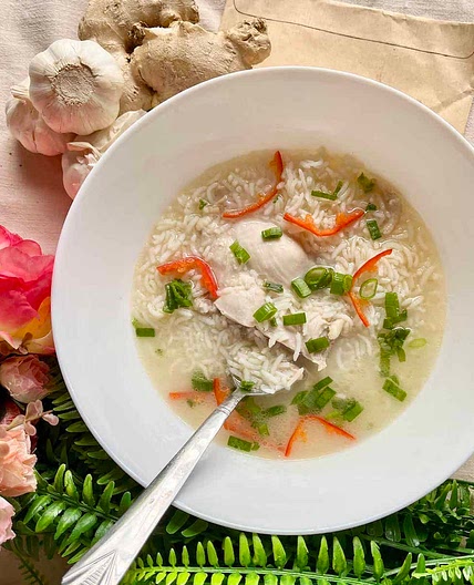 Chinese Chicken Rice Soup (One Pot)