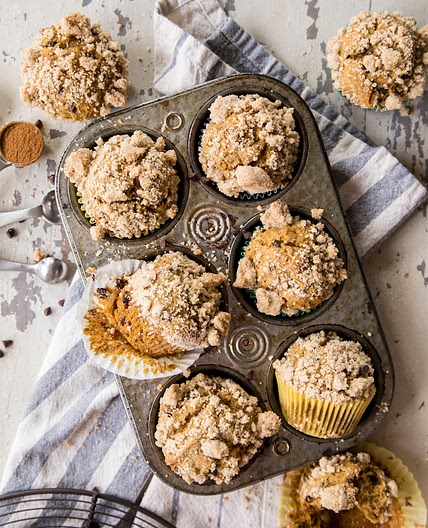 Pumpkin Chai Chocolate Chip Muffins with Streusel Topping