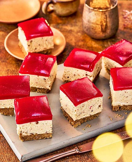 No-bake PB&J cheesecake squares