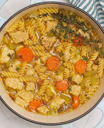 Vegan chicken noodle soup