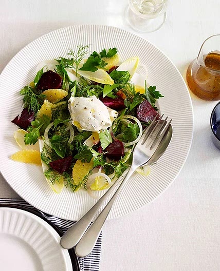 Beetroot, witlof, labne and orange salad