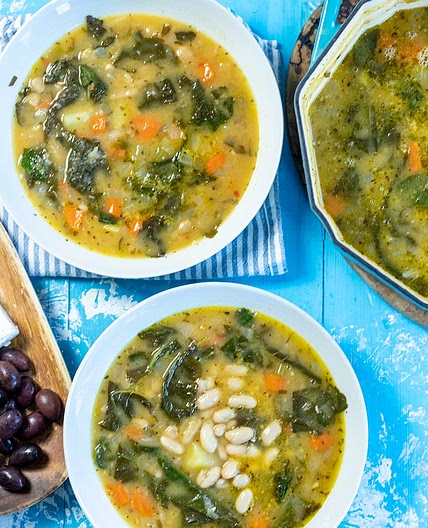 Creamy Fasolada (White Bean) & Kale Soup