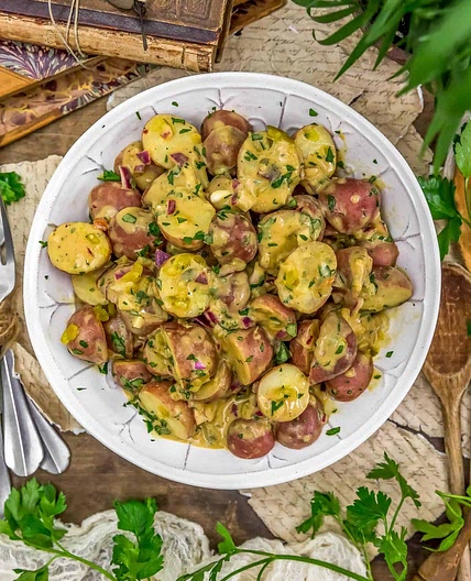 Vegan Warm Dijon Potato Salad