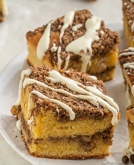 Keto Coffee Cake with Cream Cheese Icing Drizzle