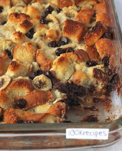 Chocolate Chip Banana Bread Pudding