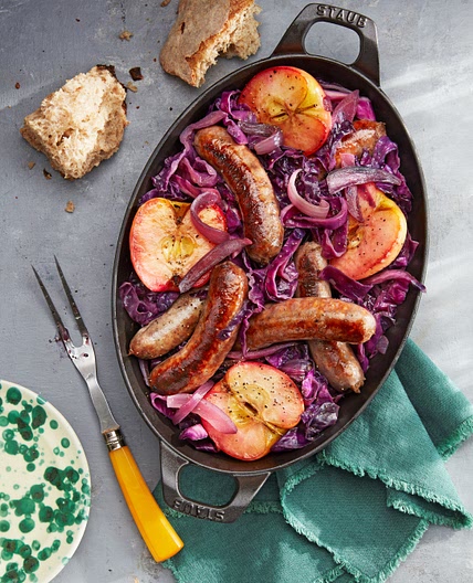 Seared Sausage with Cabbage and Pink Lady Apples