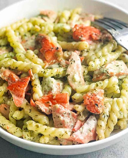 Creamy Pesto Salmon Pasta