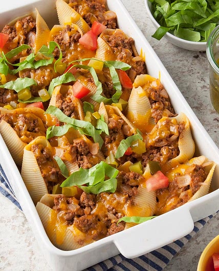Cheeseburger Stuffed Pasta Shells