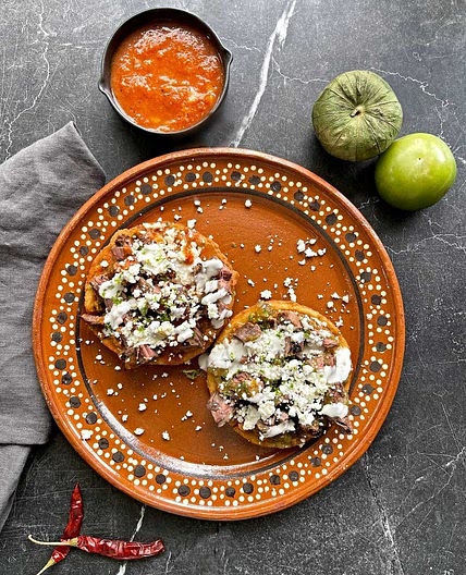 Bex’s Sopes de Carne Asada with 3 Salsas & Lime Crema