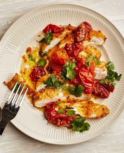 Chicken Cutlets With Burst-Tomato Sauce