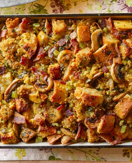 Cornbread-Bacon Dressing with Mushrooms