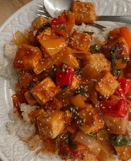 Gluten Free + Vegan Sweet Chili Tofu