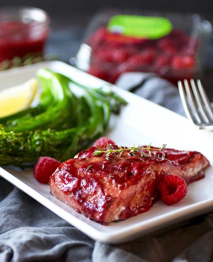 Raspberry Balsamic Glazed Salmon