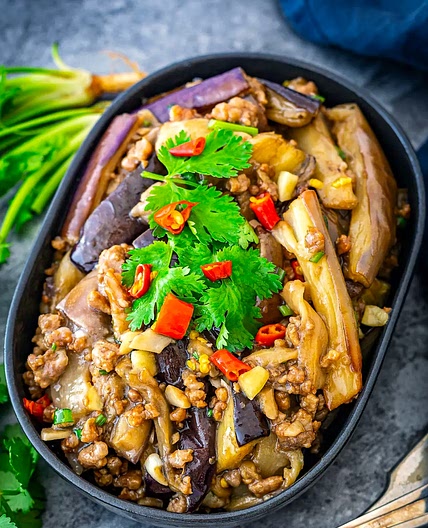 Eggplant Chicken Stir Fry With Garlic Sauce