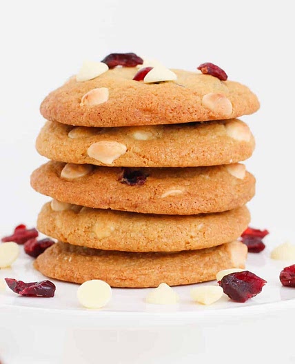 Soft & Chewy White Chocolate & Cranberry Cookies